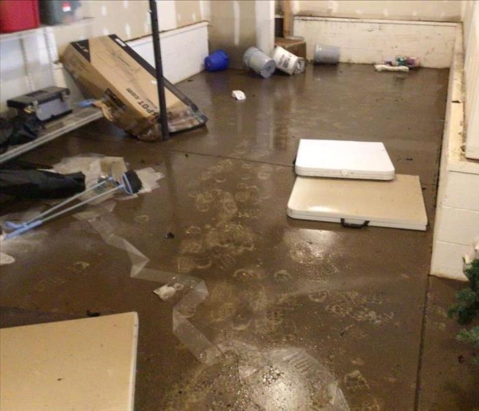 Wet floor in a basement.